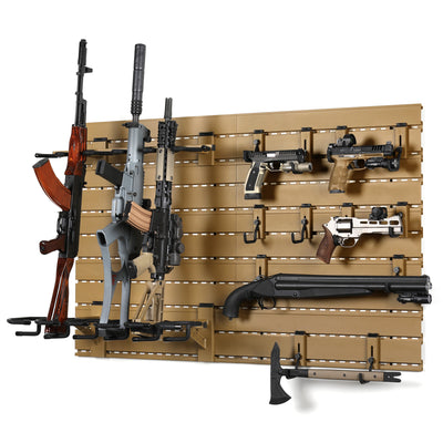 Wall Rack System - 10 Panels w/ 6 Rifle & 12 Pistol Hooks - Tan