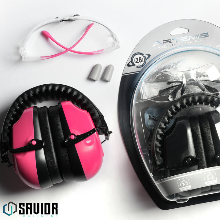 Artemis Safety Combo Kit - Passive Ear Muffs, Frameless Safety Glasses, &amp; Ear Plugs