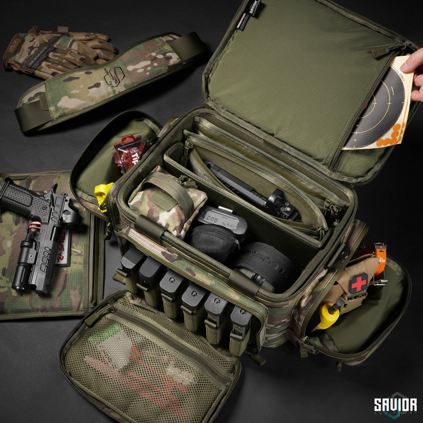 Machine Gun Bag MultiCam® Specialist Range Bag w/ 3 Pistol Sleeves – Savior Equipment