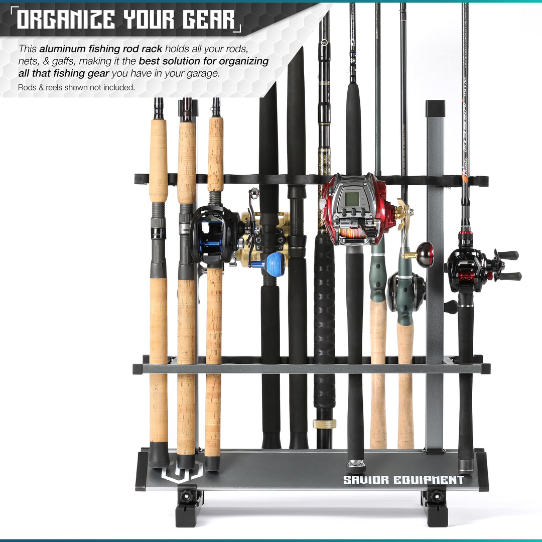 best fishing rod holders and storage racks PLUSINNO V9 Pole Organizer Holder Wall Rack for Home Plusinno Efficiently store your fishing poles with our wall F-Series Fish