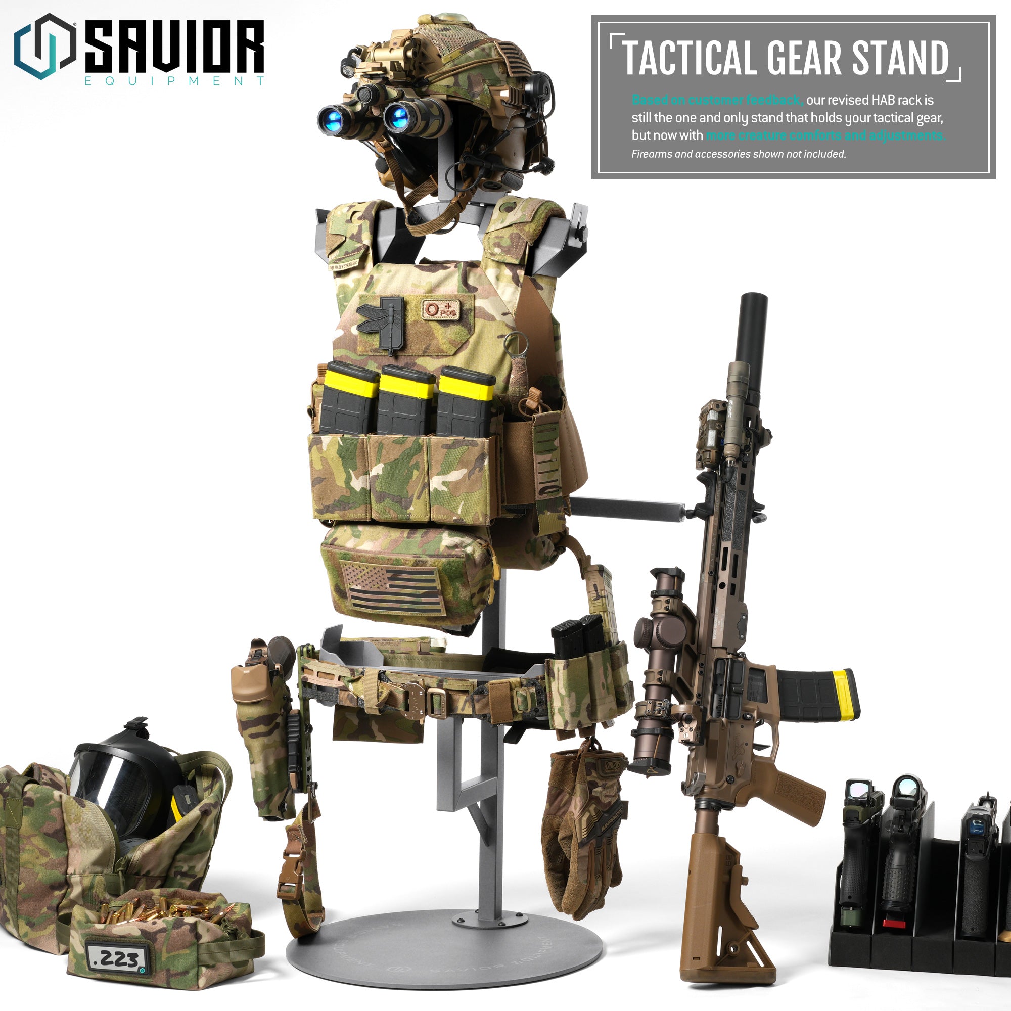 H.A.B Rack 2.0 - Tactical Gear Stand W/ Rifle Rack – Savior Equipment