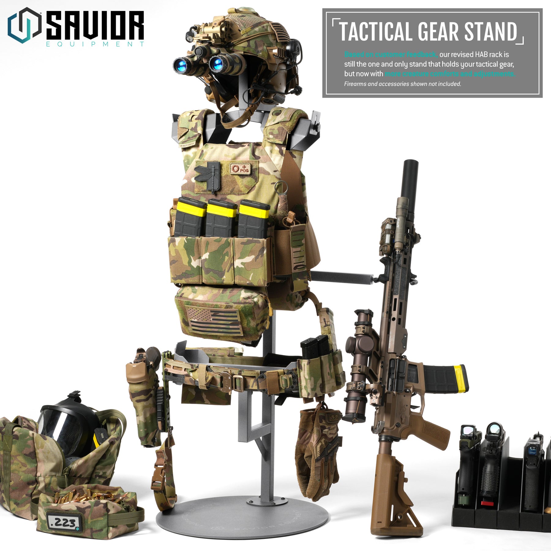 H.A.B Rack 2.0 - Tactical Gear Stand W/ Rifle Rack – Savior Equipment