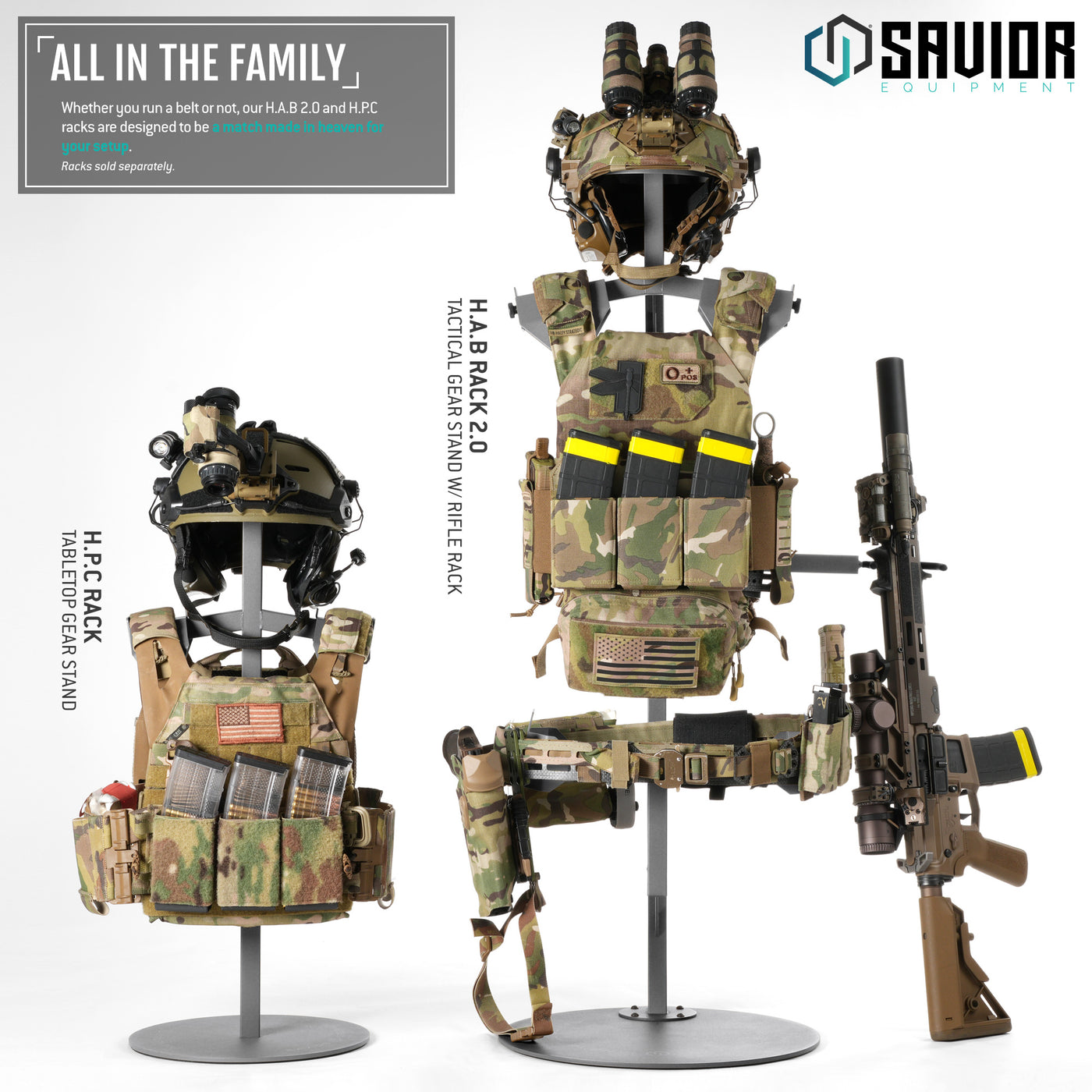 H.A.B Rack 2.0 - Tactical Gear Stand W/ Rifle Rack – Savior Equipment