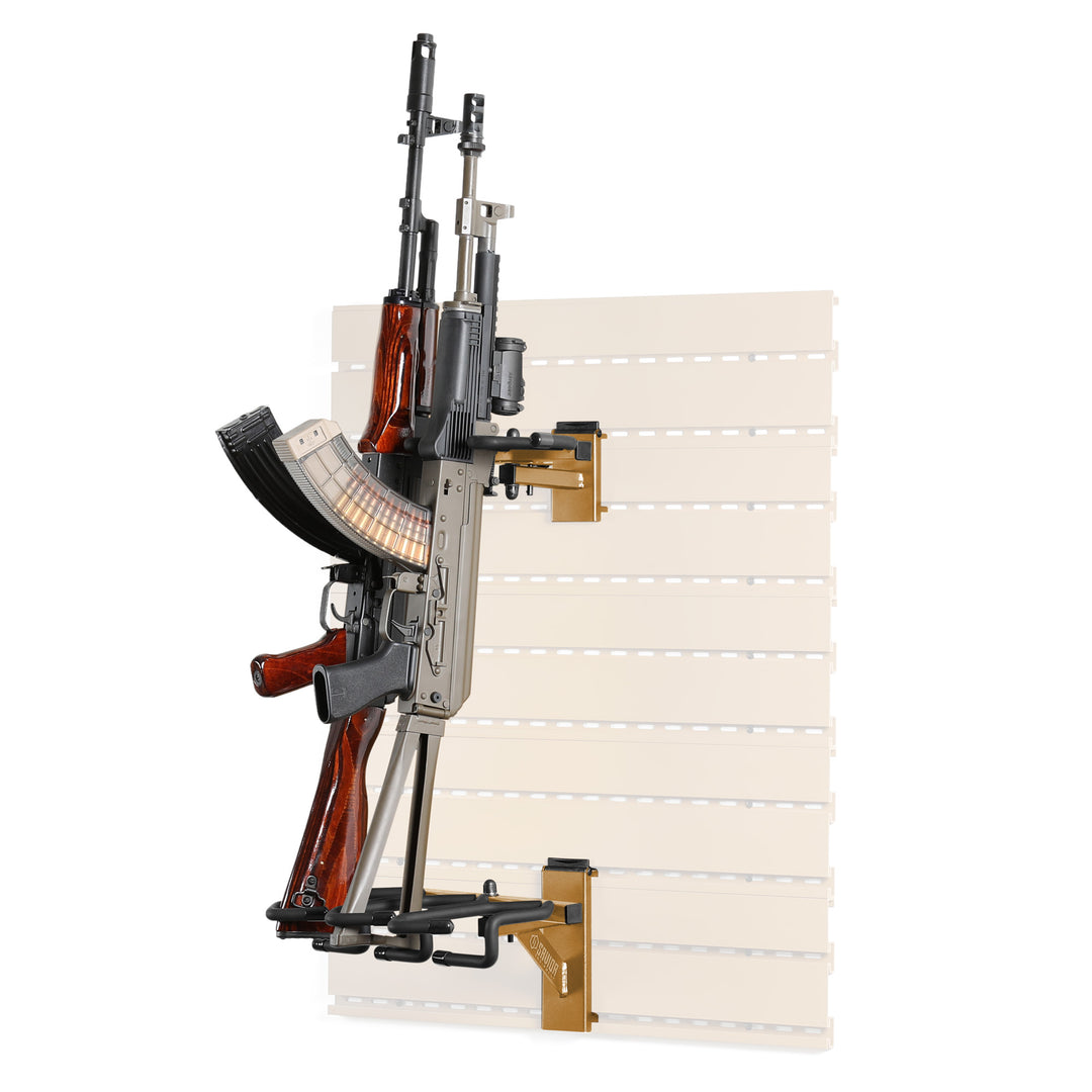 Wall Rack System Attachment - 3 Rifle Angle Adjustable Rack - Tan#color_ral-8000-tan