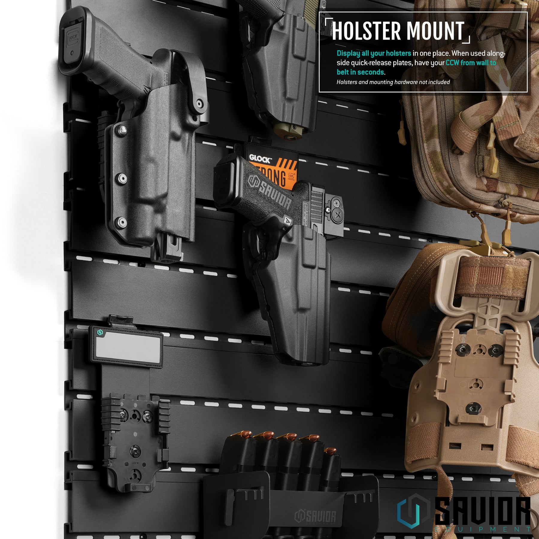 Holster Rack Un Rack Script Wall Rack System - Holster Mount (2-Pack) – Savior Equipment