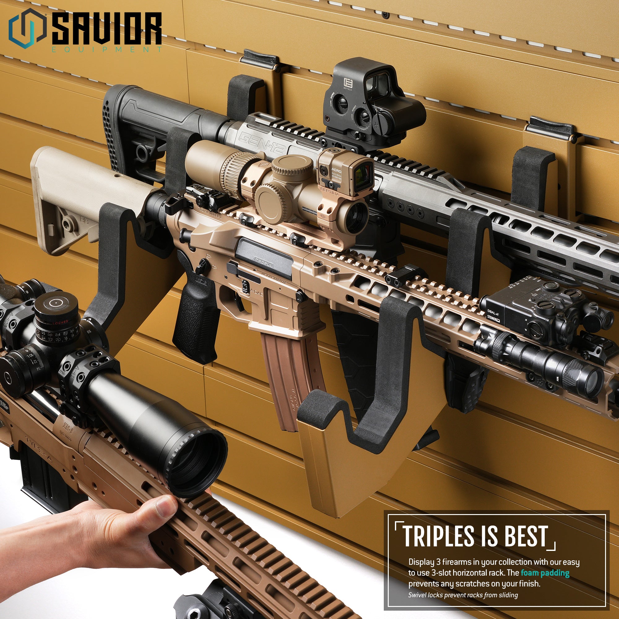 Wall Rack System - 3-Slot Horizontal Rack – Savior Equipment