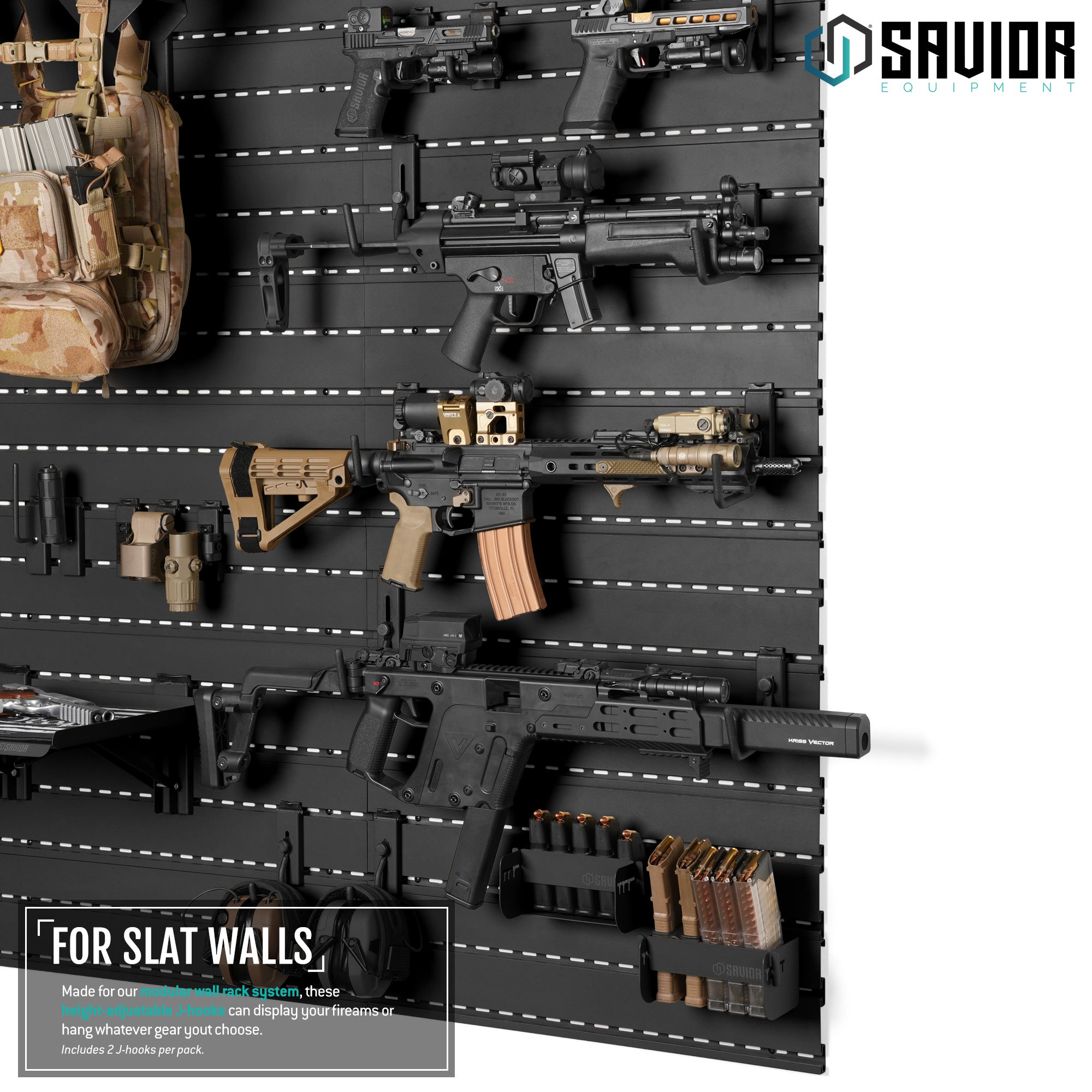 Wall Rack System - Adjustable J-Hook, Large (2-Pack) – Savior