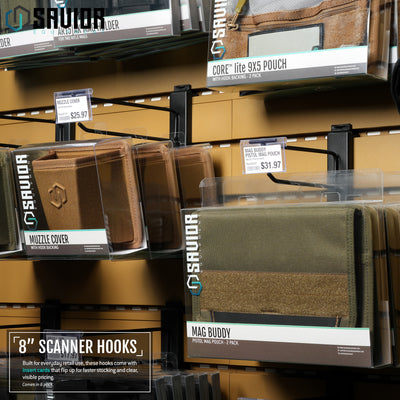 Wall Rack System - 8" Display Peg Hooks w/ Scanner Tag (6-Pack)