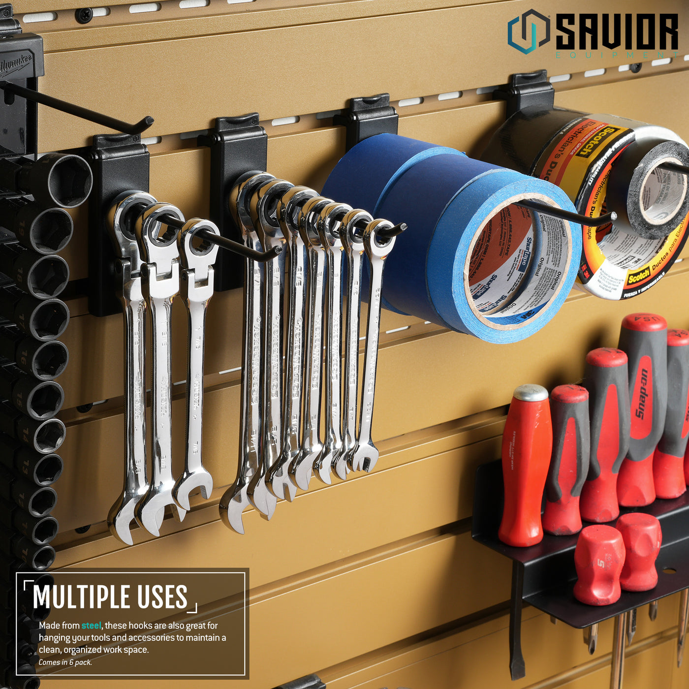 Wall Rack System - 8" Display Peg Hooks (6-Pack)