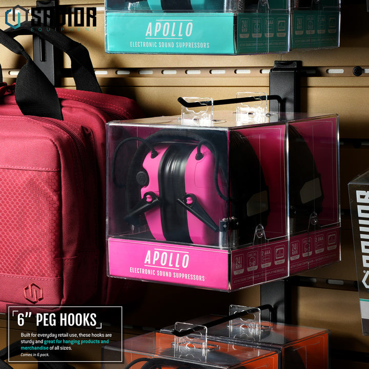 Wall Rack System - 6" Display Peg Hooks (6-Pack)