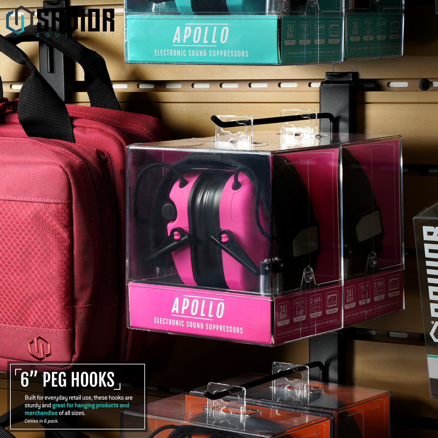 Wall Rack System - 6" Display Peg Hooks (6-Pack)