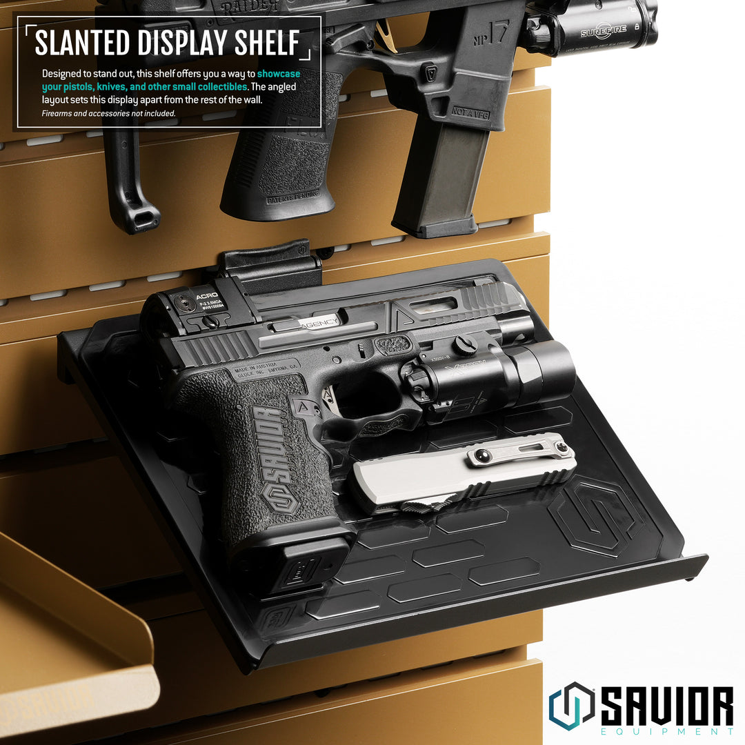 Wall Rack System - Slanted Display Shelf w/ Non-Slip Mat