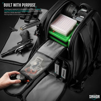 Top Pocket - Throwing your equipment in a backpack is one thing, but having a backpack tailored to fit around all your gear as a competition shooter takes it to a whole other level.#color_obsidian-black