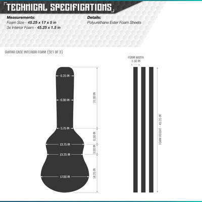 Replacement Foam For Guitar Case - 3 Pack