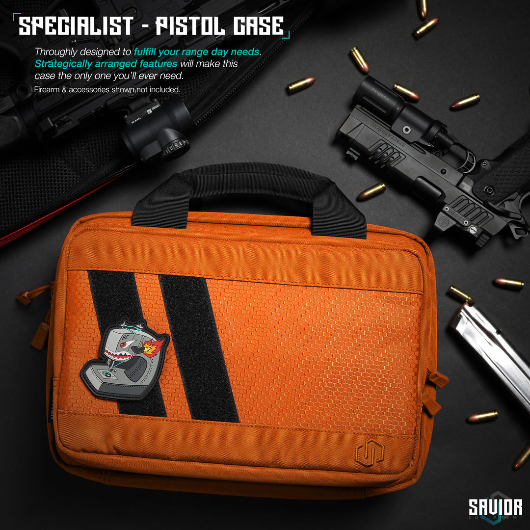 Specialist - Pistol Case - Thoroughly designed to fulfill your range day needs. Strategically arranged features will make this case the only one you'll ever need. Firearms & accessories shown not included.#color_hunter-orange