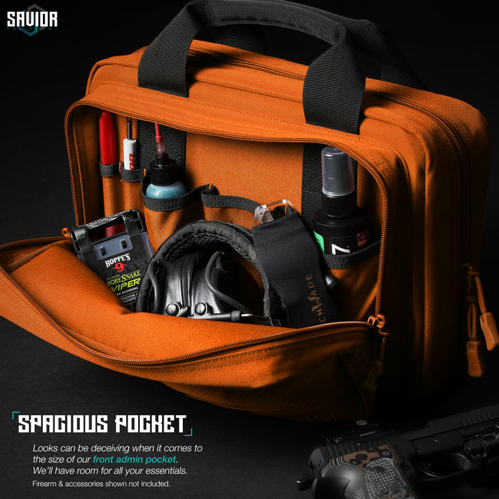 Spacious Pocket - Looks can be deceiving when it comes to the size of our front admin pocket. We'll have room for all your essentials. Firearms & accessories shown not included.#color_hunter-orange