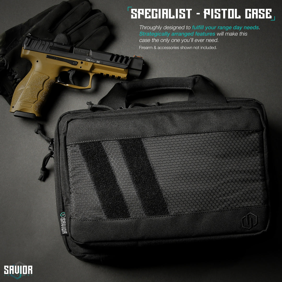 Specialist - Pistol Case - Thoroughly designed to fulfill your range day needs. Strategically arranged features will make this case the only one you'll ever need. Firearms & accessories shown not included.#color_obsidian-black