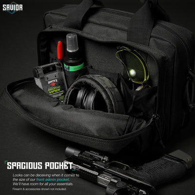 Spacious Pocket - Looks can be deceiving when it comes to the size of our front admin pocket. We'll have room for all your essentials. Firearms & accessories shown not included.#color_obsidian-black