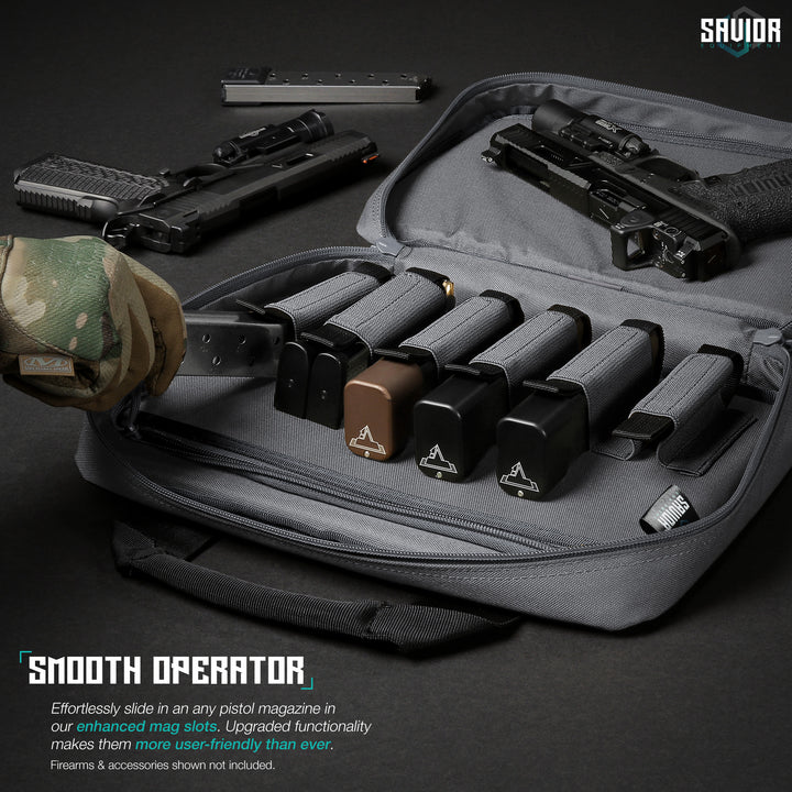 Smooth Operator - Effortlessly slide in an any pistol magazine in our enhanced mag slots. Upgraded functionality makes them more user-friendly than ever. Firearms & accessories shown not included.#color_sw-gray