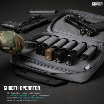 Smooth Operator - Effortlessly slide in an any pistol magazine in our enhanced mag slots. Upgraded functionality makes them more user-friendly than ever. Firearms & accessories shown not included.