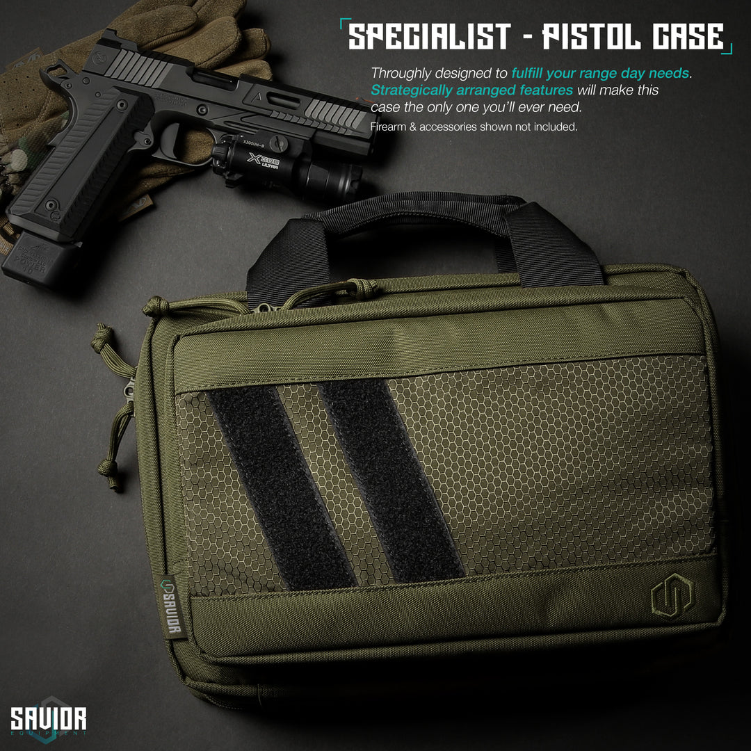 Specialist - Pistol Case - Thoroughly designed to fulfill your range day needs. Strategically arranged features will make this case the only one you'll ever need. Firearms & accessories shown not included.#color_od-green