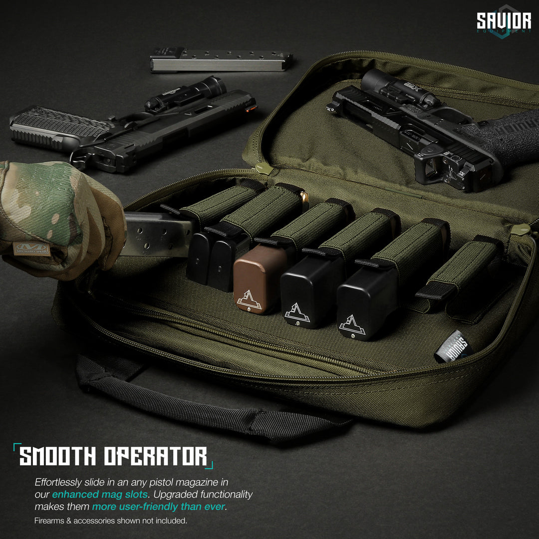 Smooth Operator - Effortlessly slide in an any pistol magazine in our enhanced mag slots. Upgraded functionality makes them more user-friendly than ever. Firearms & accessories shown not included.#color_od-green