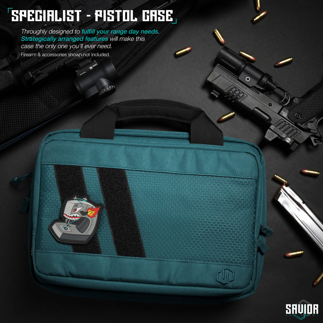 Specialist - Pistol Case - Thoroughly designed to fulfill your range day needs. Strategically arranged features will make this case the only one you'll ever need. Firearms & accessories shown not included.#color_savior-teal