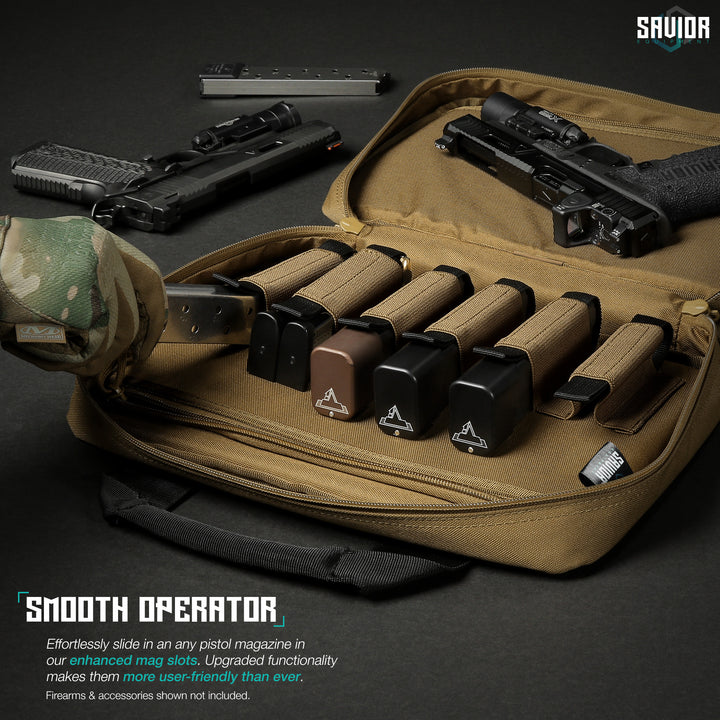 Smooth Operator - Effortlessly slide in an any pistol magazine in our enhanced mag slots. Upgraded functionality makes them more user-friendly than ever. Firearms & accessories shown not included.#color_dark-fde