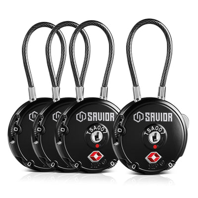 Round Cable Lock - Black - 4-Pack