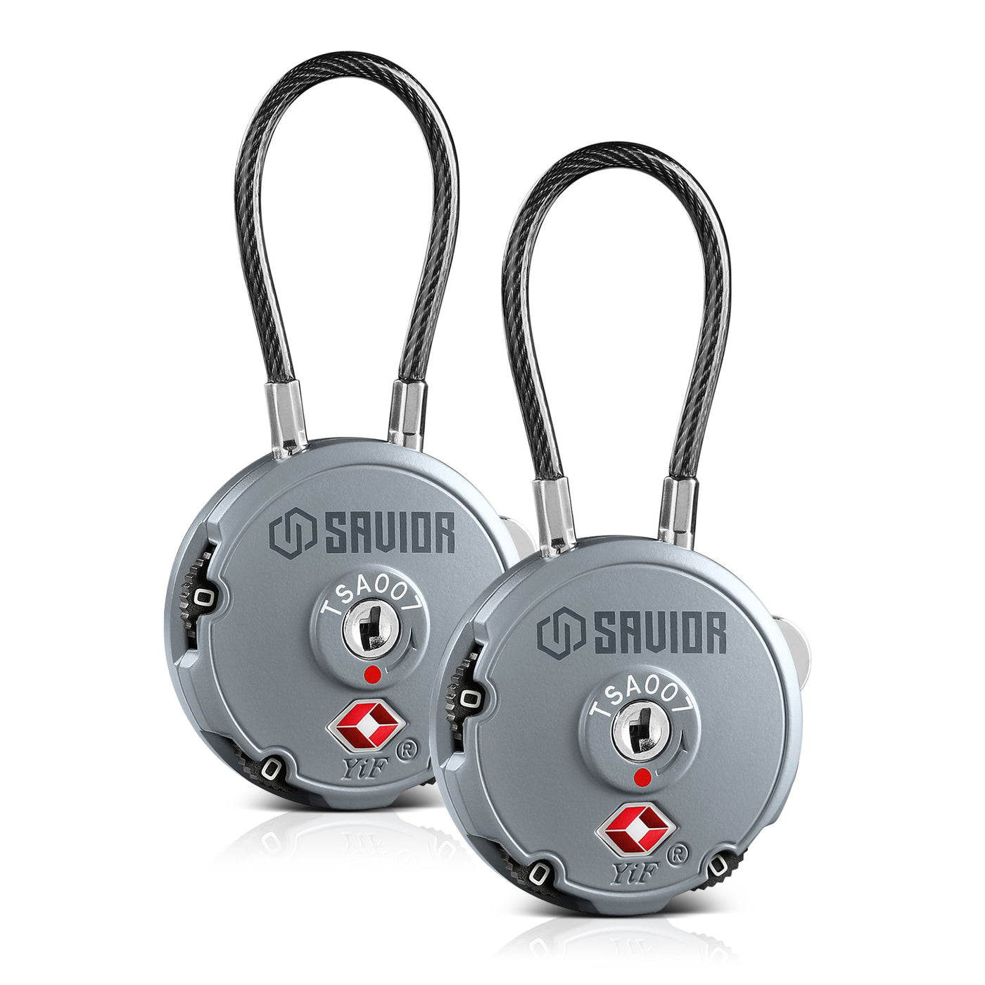 Round Cable Lock - Gray - 2-Pack