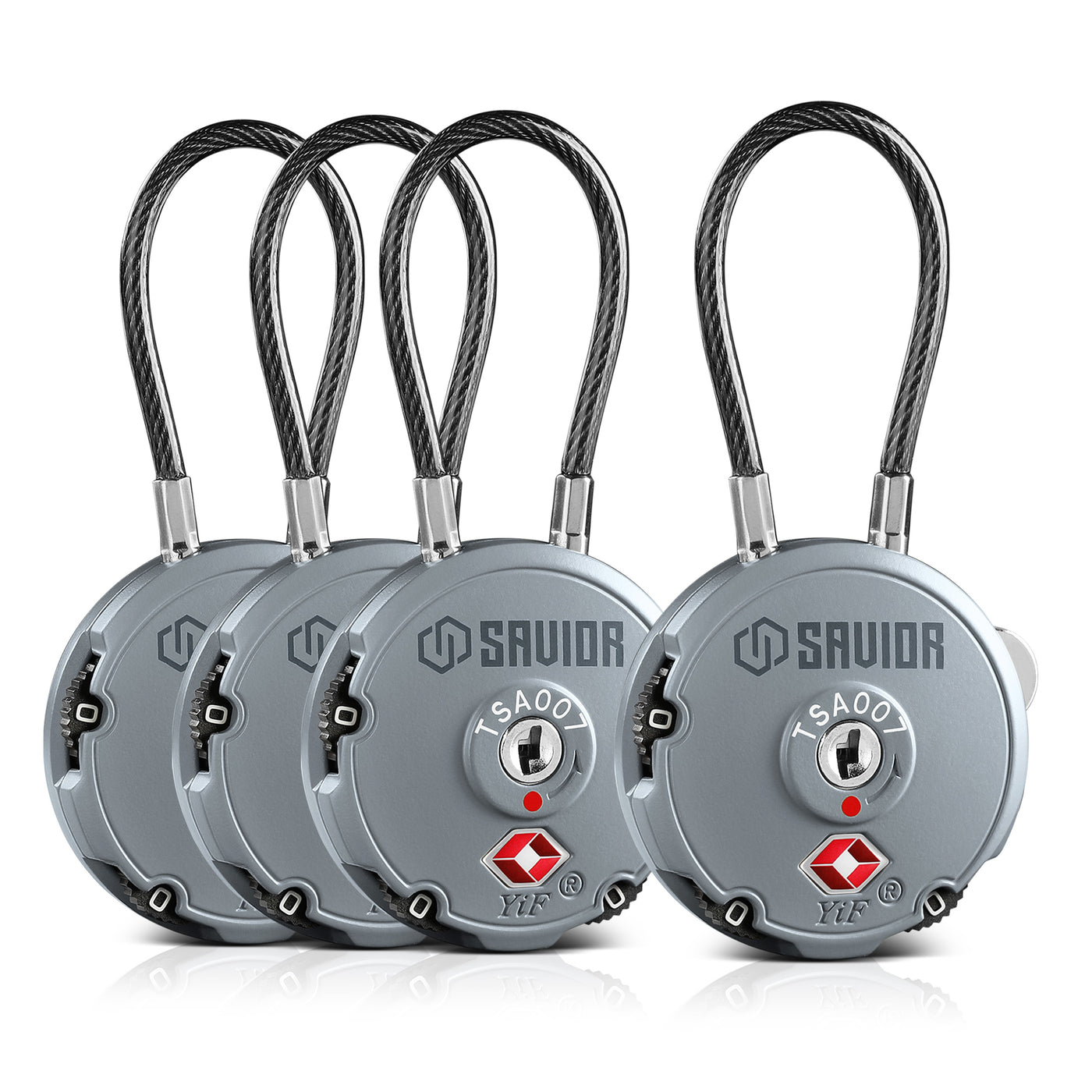Round Cable Lock - Gray - 4-Pack