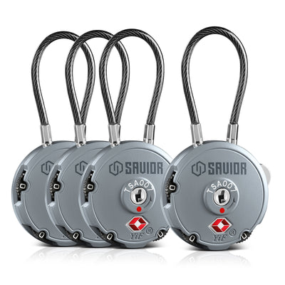 Round Cable Lock - Gray - 4-Pack