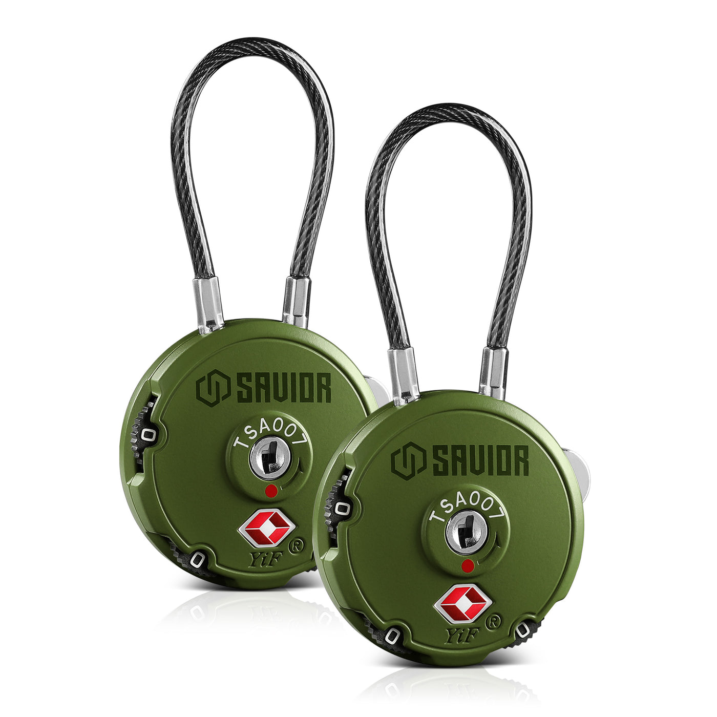 Round Cable Lock - Green - 2-Pack