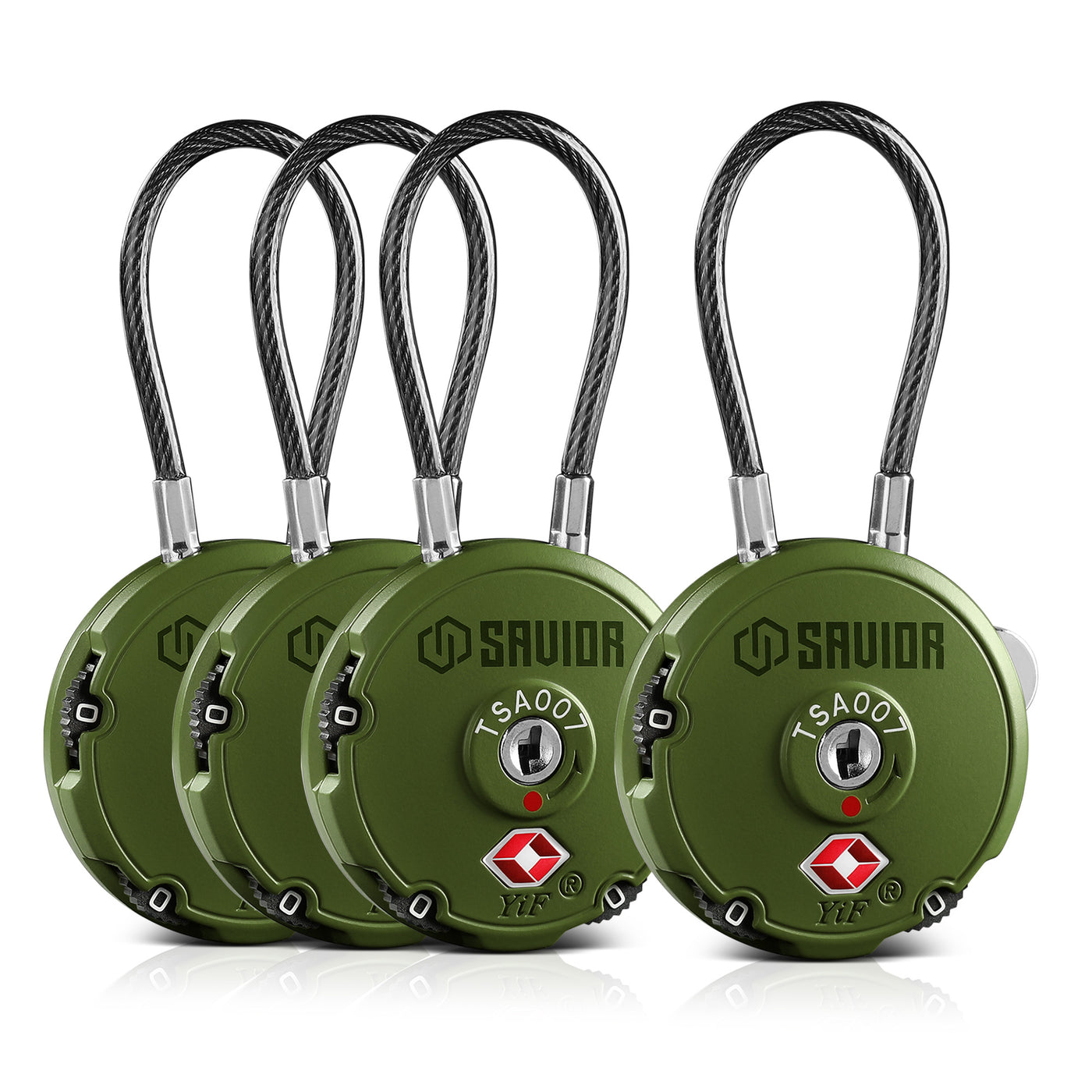 Round Cable Lock - Green - 4-Pack