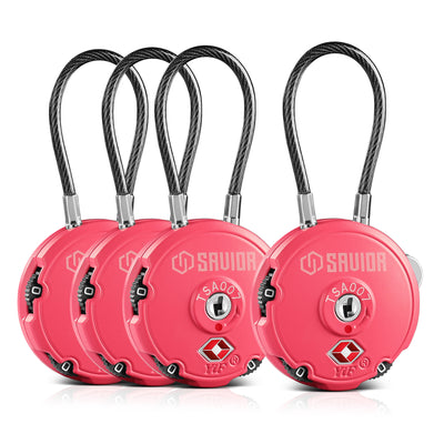 Round Cable Lock - Pink - 4-Pack