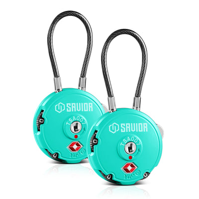 Round Cable Lock - Bright Teal - 2-Pack