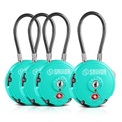 Round Cable Lock - Bright Teal - 4-Pack