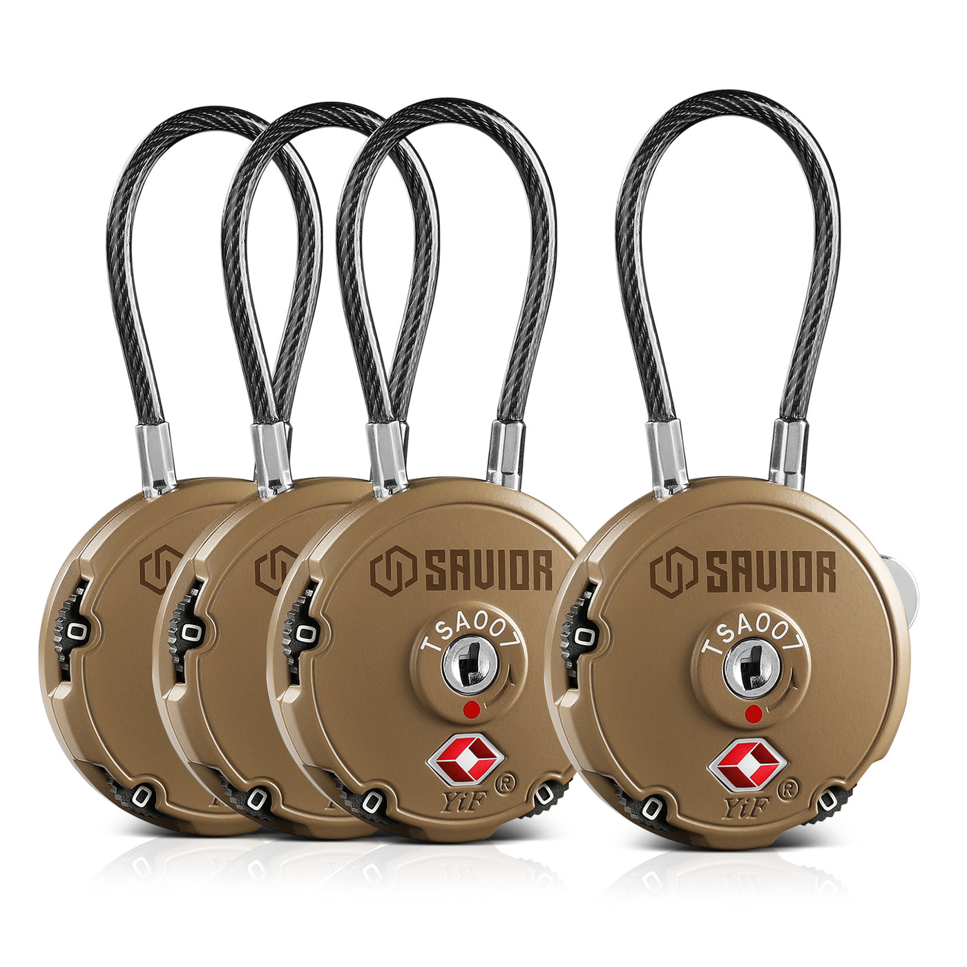 Round Cable Lock - Tan - 4-Pack