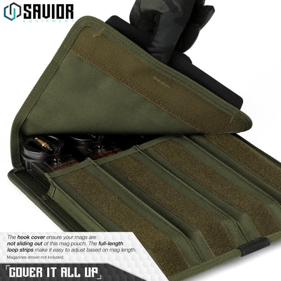 Cover It All Up - The hook cover ensure your mags are not sliding out of this mag pouch. The full-length loop strips make it easy to adjust based on mag length. Magazines shown not included.