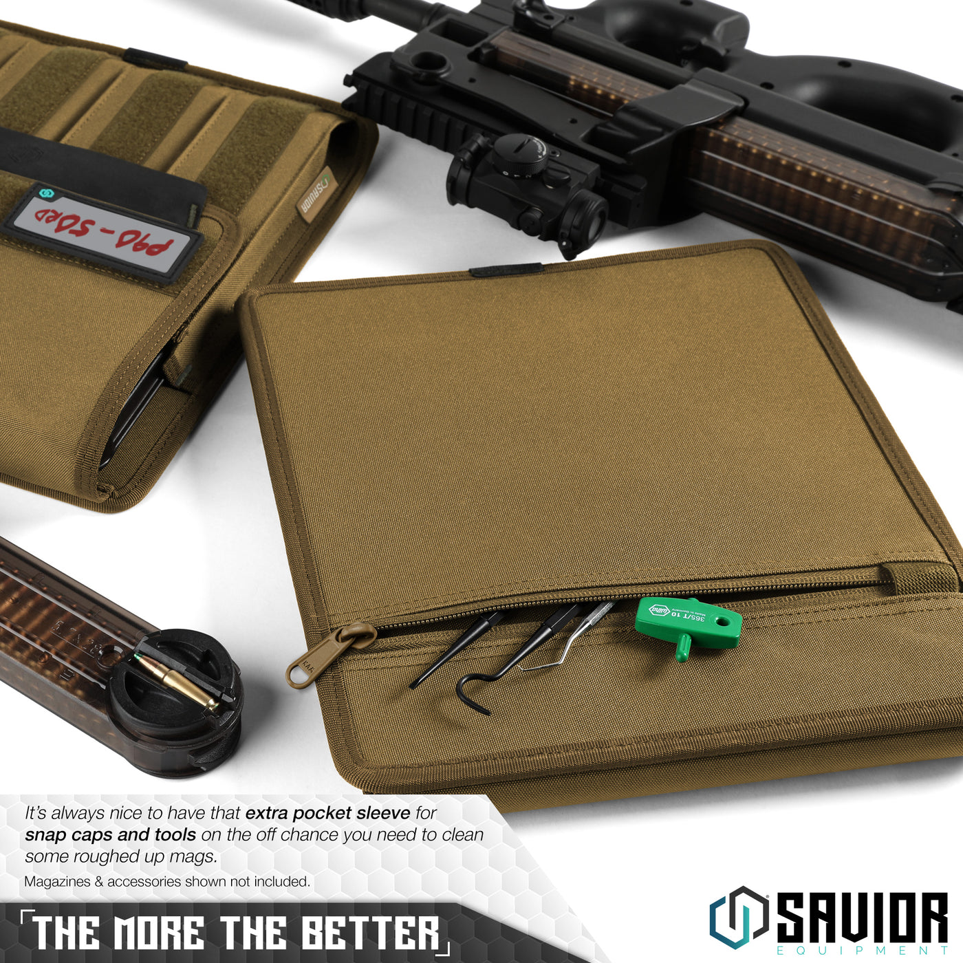 The More The Better - It’s always nice to have that extra pocket sleeve for snap caps and tools on the off chance you need to clean some roughed up mags. Magazines & accessories shown not included.#color_dark-fde