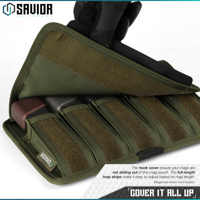 Cover It All Up - The hook cover ensure your mags are not sliding out of this mag pouch. The full-length loop strips make it easy to adjust based on mag length. Magazines shown not included.