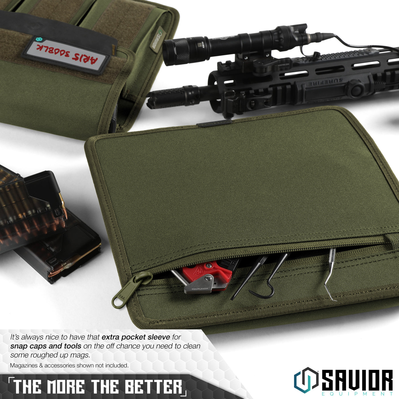 The More The Better - It’s always nice to have that extra pocket sleeve for snap caps and tools on the off chance you need to clean some roughed up mags. Magazines & accessories shown not included.#color_od-green