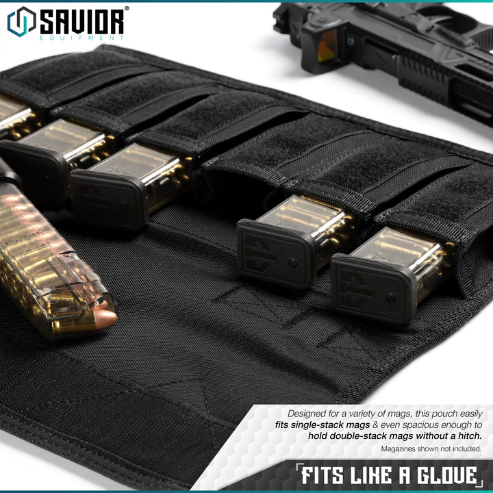 Fits like a glove - Designed for a variety of mags, this pouch easily fits single-stack mags & even spacious enough to hold double-stack mags without a hitch. Magazines shown not included.#color_obsidian-black