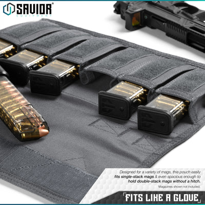 Fits like a glove - Designed for a variety of mags, this pouch easily fits single-stack mags & even spacious enough to hold double-stack mags without a hitch. Magazines shown not included.