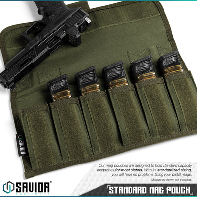 Standard Mag Pouch - Our mag pouches are designed to hold standard capacity magazines for most pistols. With its standardized sizing, you will have no problems fitting your pistol mags. Magazines shown not included.