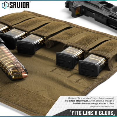 Fits like a glove - Designed for a variety of mags, this pouch easily fits single-stack mags & even spacious enough to hold double-stack mags without a hitch. Magazines shown not included.#color_dark-fde