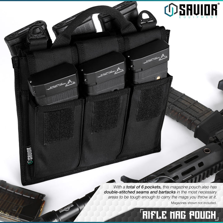 Rifle Mag Pouch - With a total of 6 pockets, this magazine pouch also has double-stitched seams and bartacks in the most necessary areas to be tough enough to carry the mags you throw at it. Magazines shown not included.#color_obsidian-black