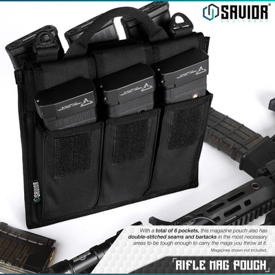 Rifle Mag Pouch - With a total of 6 pockets, this magazine pouch also has double-stitched seams and bartacks in the most necessary areas to be tough enough to carry the mags you throw at it. Magazines shown not included.