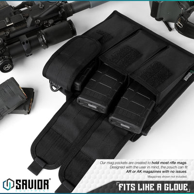 Fits Like a Glove - Our mag pockets are created to hold most rifle mags. Designed with the user in mind, the pouch can fit AR or AK magazines with no issues. Magazines shown not included.