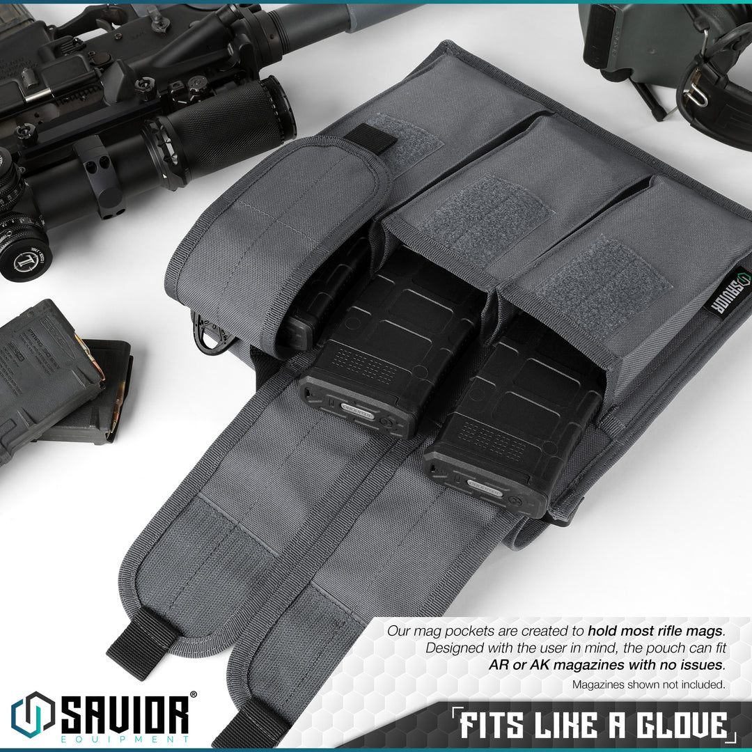 Fits Like a Glove - Our mag pockets are created to hold most rifle mags. Designed with the user in mind, the pouch can fit 30-40 round mags without any issues.#color_sw-gray